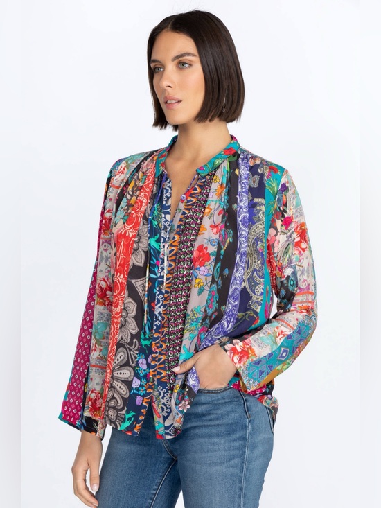Johnny Was Tops - Johnny Was Shirt Womens Small 100% Silk Treble Sofia Button Up Boho